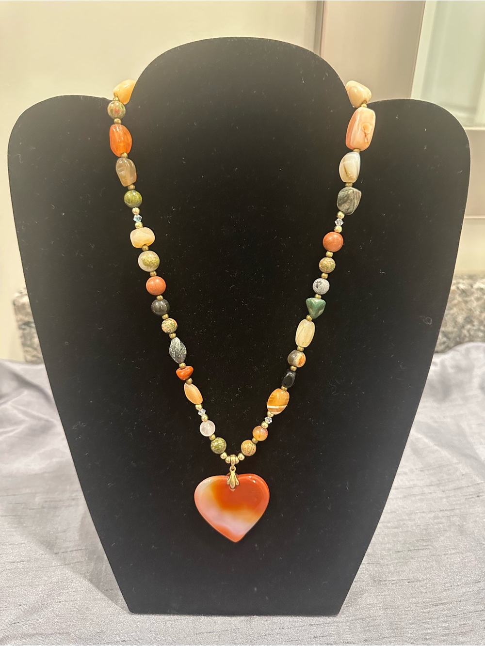 Vintage Signed KREMENTZ 14K Gold Overlay Multi-Stone Beaded Necklace
